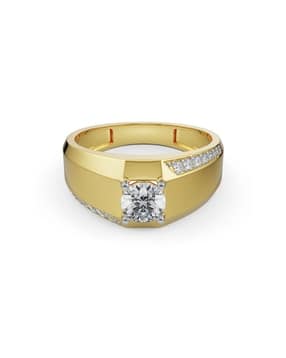 men yellow gold kyle lab grown diamond- studded band ring