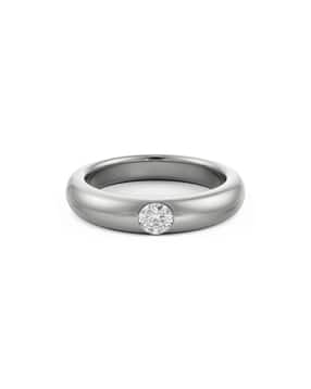 Men White Gold Sleek Round Lab Grown Diamond-Studded Band Ring-image-44