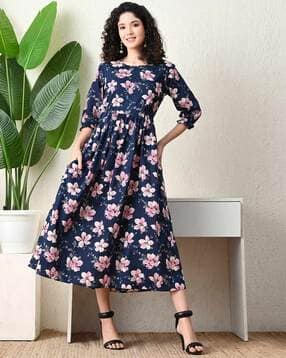 ichaa Women Floral Print Fit & Flare Dress-picture-32