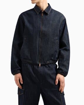 armani exchange Men Washed Regular Fit Zip-Front Denim Jacket-picture-23