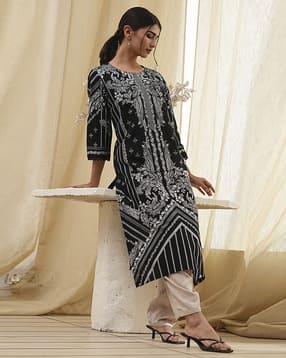 biba Women Floral Print Cotton Straight Kurta-picture-14