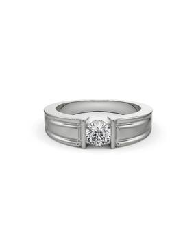 men white gold odra solitaire lab grown diamond-studded band ring