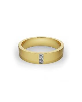 emori Men Yellow Gold Brushed Trio Lab Grown Diamond-Studded Band Ring-picture-21