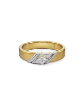 Men Yellow Gold Jezze Lab Grown Diamond-Studded Band Ring-image-23