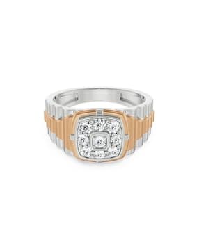 men white gold vintage lab grown diamond-studded band ring