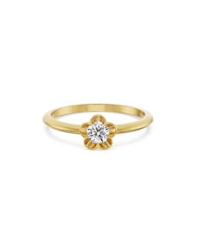 emori Women Yellow Gold Floral Bloom Lab Grown Diamond Solitaire Ring-picture-24