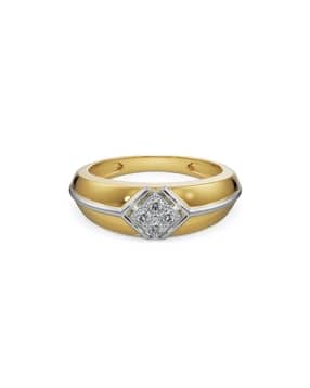 men yellow gold ezra lab grown diamond-studded band ring