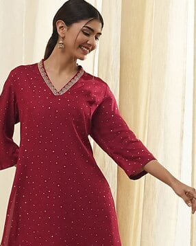 biba Women Foil Print A-Line Kurta-picture-47