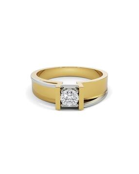 emori Men Yellow Gold Classic Solitaire Lab Grown Diamond-Studded Band Ring-picture-17