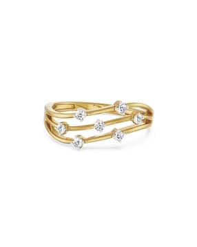 emori Women Yellow Gold Triple Layered Lab Grown Diamond-Studded Band Ring-picture-23