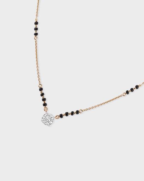 Women Yellow Gold Carat Solitaire Lab-Grown Diamond Mangalsutra