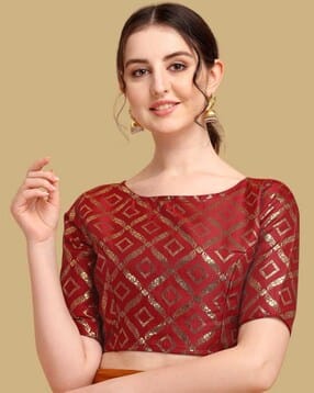 oomph! Women Zari Woven Back-Open Blouse-picture-11