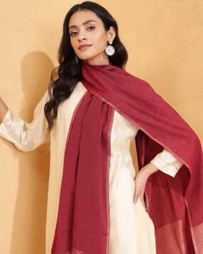 Women Striped Stole with Stitched Detail-image-28