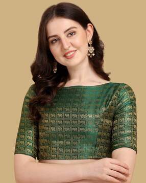oomph! Women Zari Woven Back-Open Blouse-picture-15
