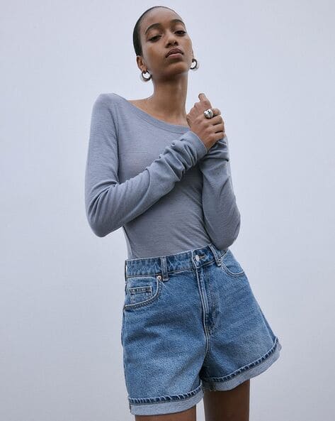 Buy Denim blue Shorts for Women by H&M Online