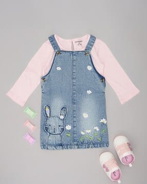 pantaloons baby Girls Embroidery T-shirt And Dungaree Set-picture-23