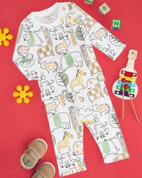 pantaloons baby Cotton Graphic T-shirt And Pant Set-picture-20