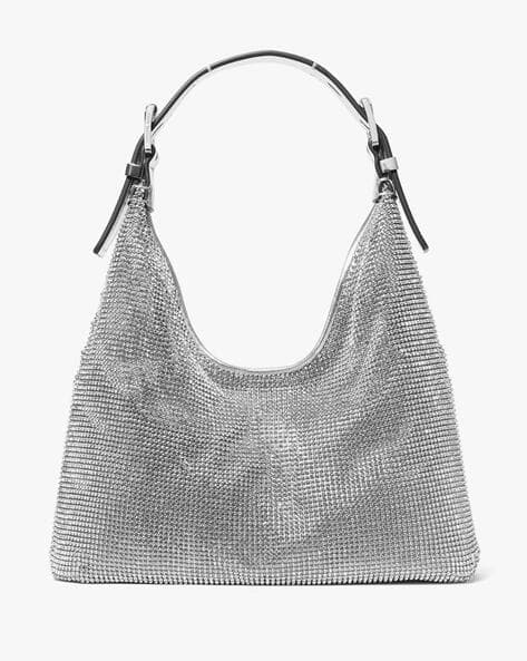 Limited-Edition Nolita Small Metallic Rhinestone Mesh Hobo Shoulder Bag