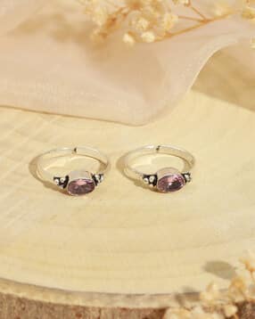 saraf rs jewellery Women Silver-Plated Stone-Studded Toe Ring-picture-37