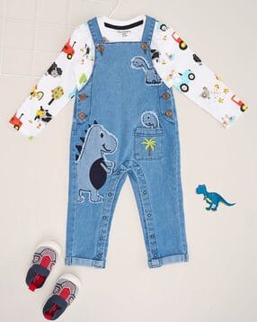 pantaloons baby Boys Graphic Printed T-shirt And Dungaree Sets-picture-42