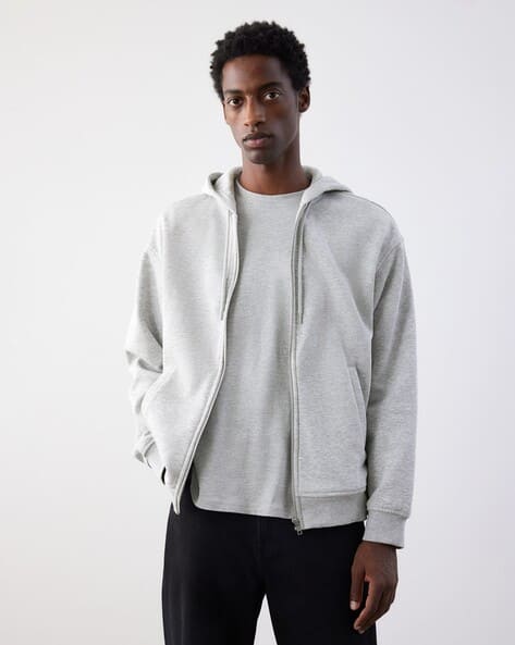 Men Loose Fit Zip-Through Hoodie
