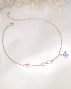 giva Women Sterling Silver Butterfly Infinity Anklets-picture-24