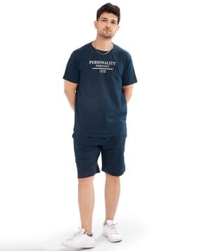 weet Men Typographic Print T-Shirt & Shorts Lounge Set-picture-45