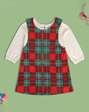 mini klub Girls Checked Cotton Pinny & Top Set-picture-42