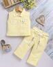 Pastel Yellow Check Girls Ariana Top and Pant Set