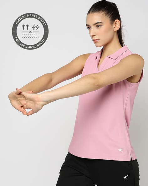 PERFORMAX Women Johny Logo Print Regular Fit Polo T-Shirt