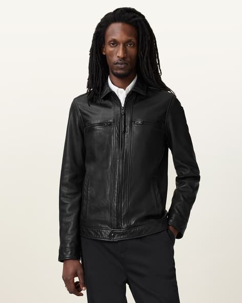 Slim Fit Leather Biker Jacket Allsaints Vela Slim Fit Leather