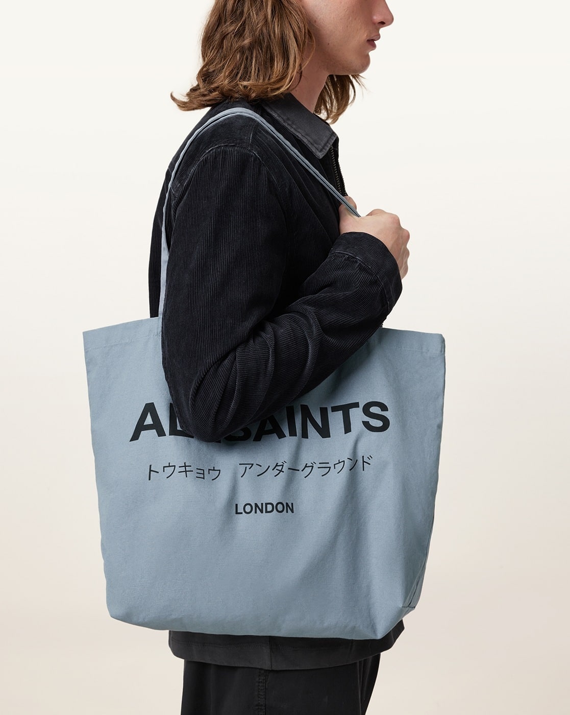 Buy ALL SAINTS Underground Logo Print Tote Bag Stonewash Blue