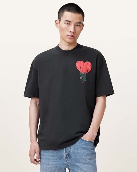 Buy ALL SAINTS Men Sown Print Oversized Crew Online | Ajio.com