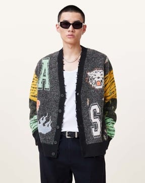 Buy ALL SAINTS Men Akki Oversized Cardigan | Grey Color Men | AJIO