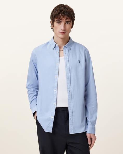 Buy ALL SAINTS Hawthorne Ramskull Regular Fit Shirt | Willow Blue Color Men | AJIO LUXE Buy ALL SAINTS Hawthorne Ramskull Regular Fit Shirt | Willow Blue Color Men | AJIO LUXE