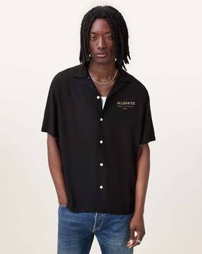 Buy ALL SAINTS Men Underground Snake Logo Print Relaxed Fit Shirt