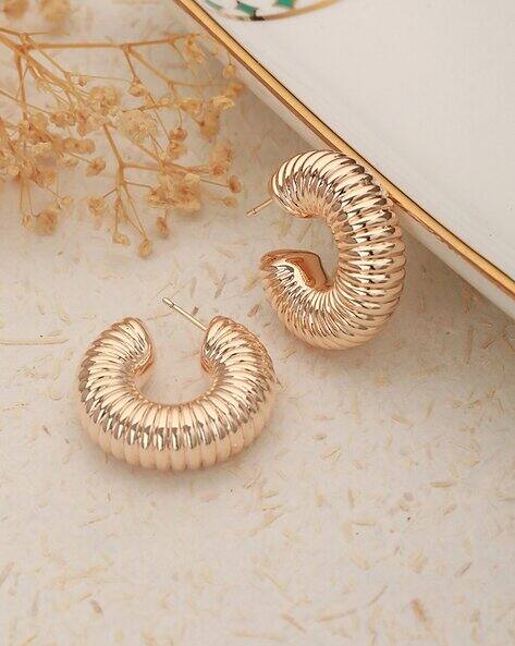 Saraf Rs Jewellery Women Gold-Plated Twister C Hoop Earrings