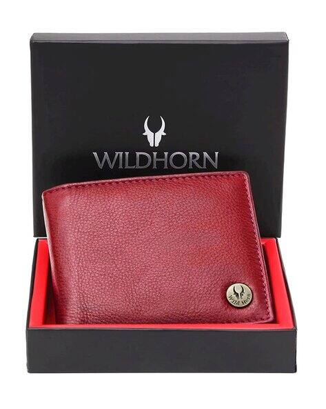 WILDHORN Men Bi-Fold Wallet with Metal Logo