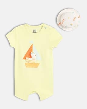 mini klub Boys Graphic Print Rompers & Hat Set-picture-38
