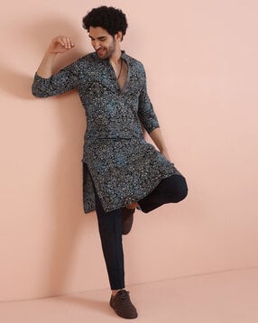 kisah Men Bandhani Print Regular Fit Long Kurta-picture-46