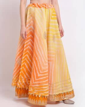 svaraa Women Cotton Kota Doriya Gota Patti Work Skirt-picture-25