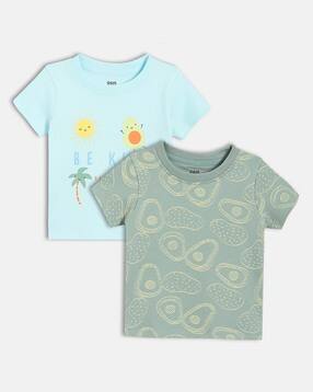 mini klub Boys Pack of 2 Graphic Print Round-Neck T-Shirts-picture-24