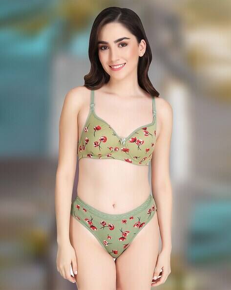 Fashion Comfortz Floral Print Bra & Panties Set