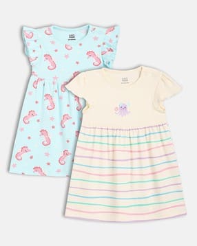 mini klub Girls Pack of 2 Printed Fit & Flare Dresses-picture-17
