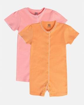 Girls Pack of 2 Round-Neck Rompers-image-10