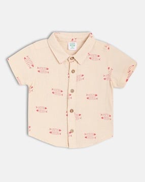 mini klub Collar-Neck Woven Cotton Shirt-picture-13