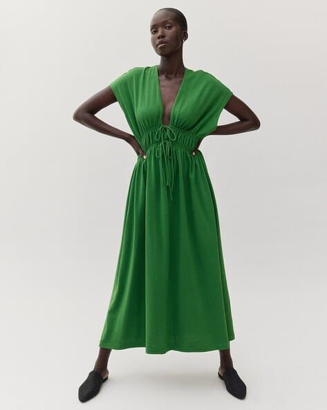Buy H&M Women Cotton Tie-Detail Fit &... Online | Ajio.com
