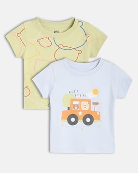 mini klub Boys Pack of 2 Printed Round-Neck T-Shirts-picture-34