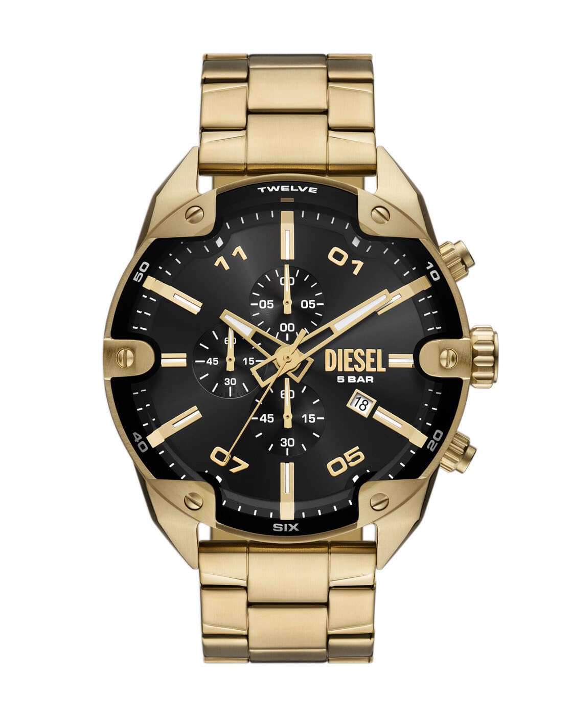 Buy Diesel Men Chronograph Spiked Watch - DZ4678 | Gold Color Men