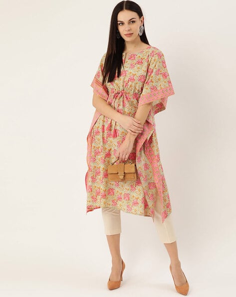 Indie Picks Women Floral Print Kaftan Kurta